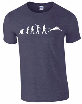 Naujausia 100% Medvilnės O-Kaklo Saulės Vyrų T-Shirt Plaukikas Evoliucija Juokinga Drabužių Atsitiktiniai Trumpomis Rankovėmis Marškinėliai