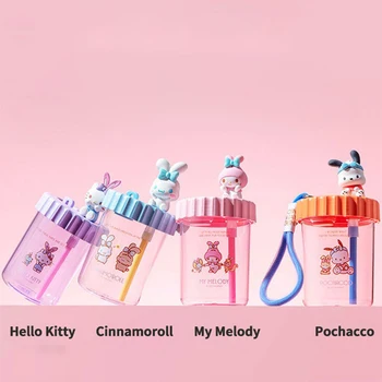 Kawaii Sanrio Anime Vandens Puodelis Mielas Cinnamoroll Mano Melodija Hello Kitty Pochacco Animacinių filmų Didelės Talpos Šiaudų Taurės Dovana Vaikams