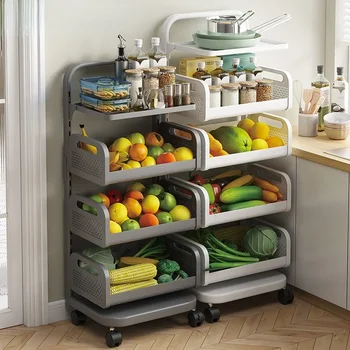Virtuvės stalčiuko Namų daugiasluoksnė Grindų Daržovių ir Vaisių stalčiuko Kilnojamojo Organizuoti Transportavimo Krepšelis