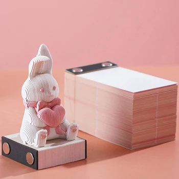 3D Notepad Cute Bunny Pažymi, trimatis Triušis Memo Pad Popieriaus Pažymi, Kawaii Stalo Apdailos Reikmenys