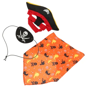 Helovinas Pirate Hat Trikampis Bandana Nustatyti Katė Moliūgų Seilių Dekoratyvinių Gyvūnėlių Kepurės