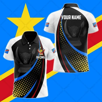 Pasirinktinis Pavadinimas Kongo Emblema Grafinis Polo Marškinėliai Vasarą Atsitiktinis Streetwear Vyrų Mados Prarasti Jersey Negabaritinių Unisex Sportinę aprangą