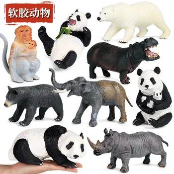 Imituojamas Laukinių Gyvūnų Modelio Minkšta Guma, Tigras, Dramblys, Liūtas Karvė, Avis, baltasis Lokys, Gorila Hippo Vaikų Išskleidimo Žaislai