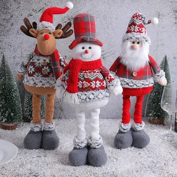 Kalėdinė Dekoracija 2023 Kalėdų Ištraukiama Paveikslas Mielas Briedžių Lėlės Kalėdų Senelio Top Hat Pav Langų Apdailos