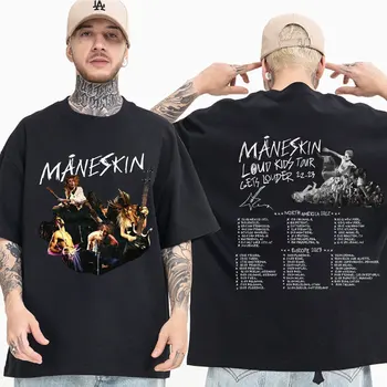 Italų Roko grupės Maneskin Marškinėliai Louds Vaikai Gauna Garsiau Turo Koncertas Spausdinti marškinėliai Street Vyrams, Moterims, Hip-Hop Vintage marškinėliai