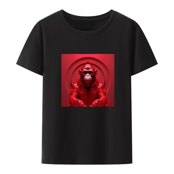 Ai Raudona Mados Ape Medvilnės marškinėliai O-kaklo marškinėliai Y2k Drabužiai Vyrams, Atsitiktinis Naujovė Vasaros Orui Pasididžiavimas Prarasti Tees Zevity