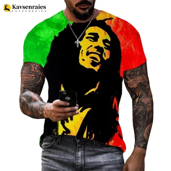 Bob Marley T-shirt Reggae Reperis 3D Print T Shirt Vyrai Moterys Vasaros Mados Atsitiktinis Marškinėlius Hip-Hop Streetwear Negabaritinių Viršūnes Tees