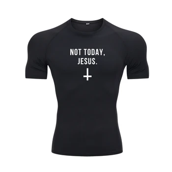 Ne Šiandien Jėzus T-Shirt Juokinga Šėtono Ateistas T-Shirt Stora Medvilnė Vyrų Topai Marškinėliai Camisa Nuolaida Top Marškinėliai