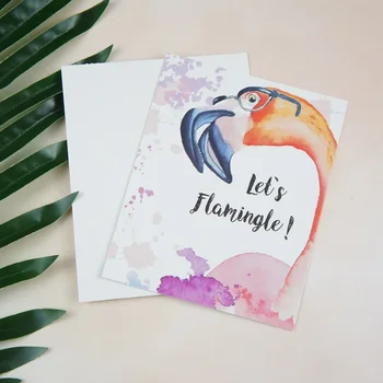 50pcs Mini Kortelės tegul Flamingo pranešimų kortelės multi-naudoti Scrapbooking kvietimą PASIDARYK pats Apdailos šalies dovanų kortelės pranešimą kortelės