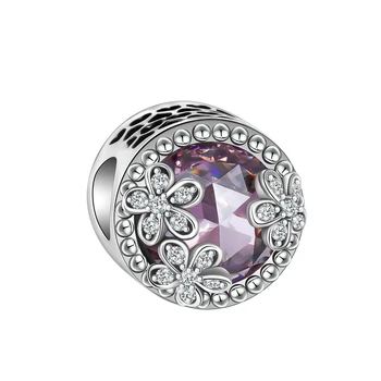 925 sidabro, violetinė opal gėlių boutique pakabukas mados tinka originalus pandora apyrankė žavesio karoliukai karoliai 