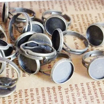 300piece/daug su 10mm gule trinkelėmis Antikvariniai bronzos reguliuojamas žiedo pagrindo tuščią papuošalai išvados priedai