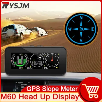 HD Automobilinis GPS HUD Spidometras Protingas Inclinometer Off-road Greitis Head Up Display Pasvirimo Kampą Kompasas Šlaito Metre M60