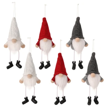 Kalėdų Kabinti Gnome 6pcs/set Megzti Skrybėlę Nykštukai Ornamentu Tiekimą Šventė Šalies Fone Apdaila