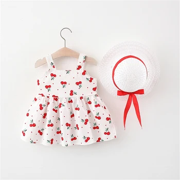 Vasaros Naujagimių Drabužiai, Naujas Kūdikiams, Kūdikių Dress +Hat Gėlių Suknelė Baby Girl Gimtadienio Vakarėlio Princesė Dress Bamblys Mergaičių Suknelės
