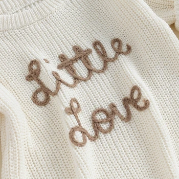 Baby Girl Megztinis Ilgomis Rankovėmis Įgulos Kaklo Raidžių Žiemą Šiltas Megztiniai Megztinis Megztinis Kūdikių Drabužiai