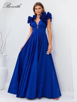 Bowith Royal Blue Vakare Šalis Suknelė Oficialų Promenadzie Suknelė Moterims Gėlių Pečių Elegantiškas Šalis Suknelės Moterims 2024 vestido