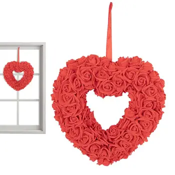 Valentino Dieną Vainiką ant Durų Širdies Formos Rose Girliandą Vainikas Vestuvių Pasiūlymas Šalis Festivalis Modeliavimas Gėlių Scenos Dekoras