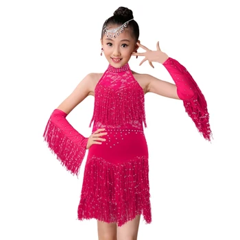 Vaikai China Lotynų Šokių Sijonas Kutas Suknelė Mergaitėms Mados Cha Cha, Salsa Tango Šokio Apranga Etape Kostiumas