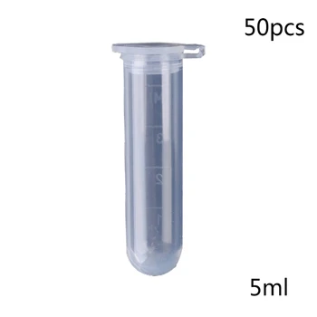 Naujas 50Pcs 5 ml Plastikinis Aišku Bžūp Centrifugos Mėgintuvėliai Buteliukai Mėginį Laboratorijoje Konteinerių Dropship