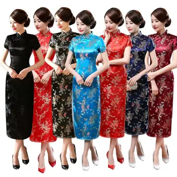 Tradicinio Slyvų Žiedų Moterų Kinijos Ilgai Cheongsam Bridesmaid Vakarinę Suknelę