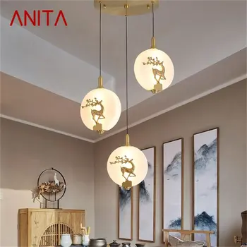 ·ANITA Naujas Pakabukas Šviesos Modernūs, Prabangūs Žalvario Lempos Šviestuvai LED Dekoratyvinis Namų Laiptai, Valgomasis