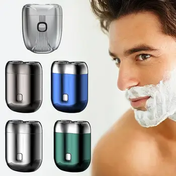 Vyrų Dvigubo Slankiojo Galvą Elektrinį skustuvą, Skutimosi USB Žoliapjovės Plaukų Mini Kelionės Barzda Papildymo Vandeniui Skutimosi Sausai Rem C2V6