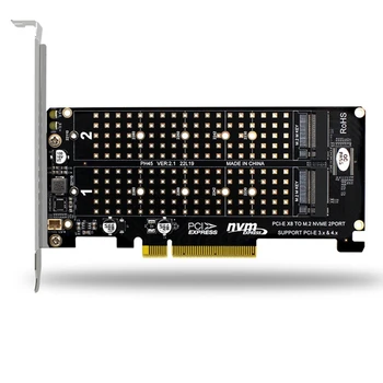 PCI-E X8 X16 Dvigubo Disko Perdavimo Kortelės NVME M. 2 MKEY SSD RAID Masyvas Plėtra Adapterio Plokštė PCI-E 3.0 4.0