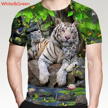 Naujas Mados Atsitiktinis Unisex Hipsters Gatvės Stiliaus Viršūnes Tees XS-5XL Vyrai Moterys 3D Gyvūnų Tigras Atspausdintas T-shirt