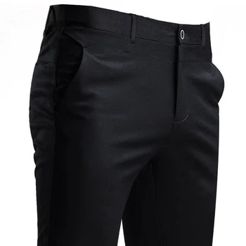 Vyrų Kostiumas Kelnės Ruožas Smart Casual Kelnių Kišenėje vientisos Spalvos Tiesiai Nešiojami Visą Ilgį Namų Darbus Juoda Suknelė Kelnės