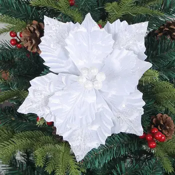 Kalėdų Blizgučiai Dirbtinių Gėlių Golden White Atostogų Apdailos Daugkartinio Naudojimo Laidinio Kalėdų Medžio Vainikas Netikrą Gėlių Šalies Prekių