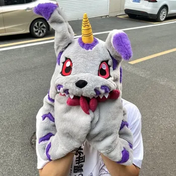Originalus Digimon Nuotykių Kawaii Gabumon Plushie Bžūp Skrybėlę Japonija Žiupsnelis Pliušinis Skrybėlę Išlaikyti Šiltą Kepurę Ausis Iki Galvos Papuošalas Mergaitėms