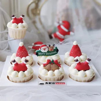 Pyragas Deocration Prekių Minkšti Plastikiniai Santa Claus Gulėti Ant Sniego Tortas Topper Už Linksmų Kalėdų Keksas Kaminas Tortas Ženklas
