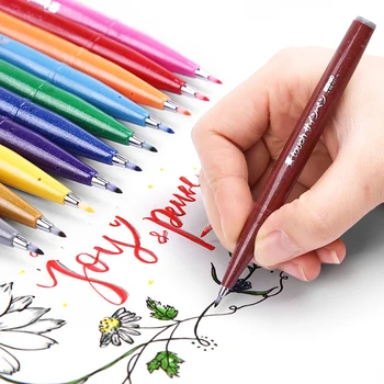 12colors Japonija Pentel Touch Teptuku Pen Nustatyti Spalvą Kaligrafija Rašikliai Užrašu Pennarelli Leidinys Prekių Manė, Patarimas Ženklas, Rašikliai