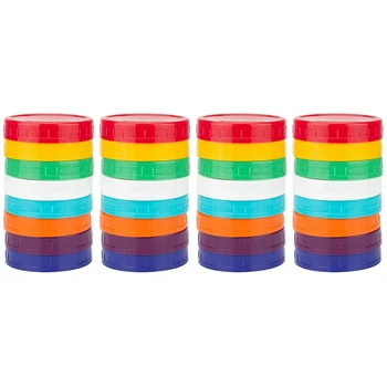 32 Paketas, Plastikiniai Mason Jar Dangteliai Spalvos Mason Jar Kepurės 100% Suderinama Kamuolys Kerr Platus Mason Indai (Plati Burna)