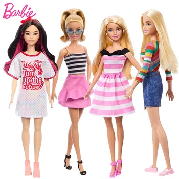 Originalias Barbie Fashionistas Lėlės Blondinė Juoda Balta Klasikinis Dryžuotas, Viršuje 65-Osioms 1/6 Žaislai Mergaitėms ubierz Priedai